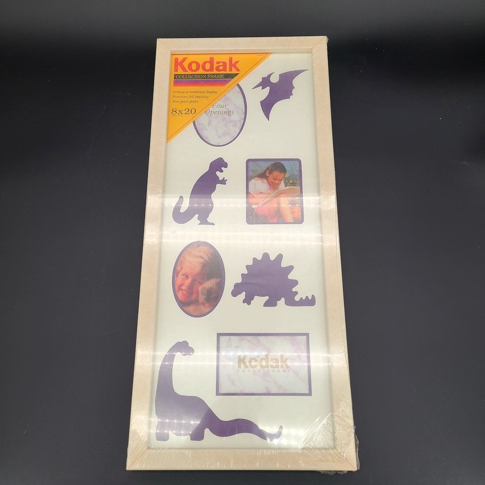 Vintage Kodak 8x20 Multi Photo Frame Nursery Dinosaur Theme Purple New in Wrap